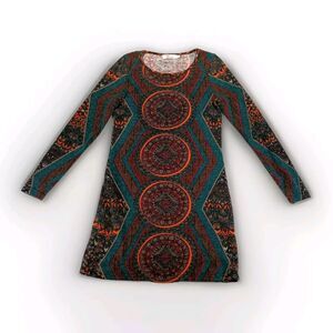 Aryeh Sweater Dress Women's Size Small Brown Orange Retro Hippie 70s Boho